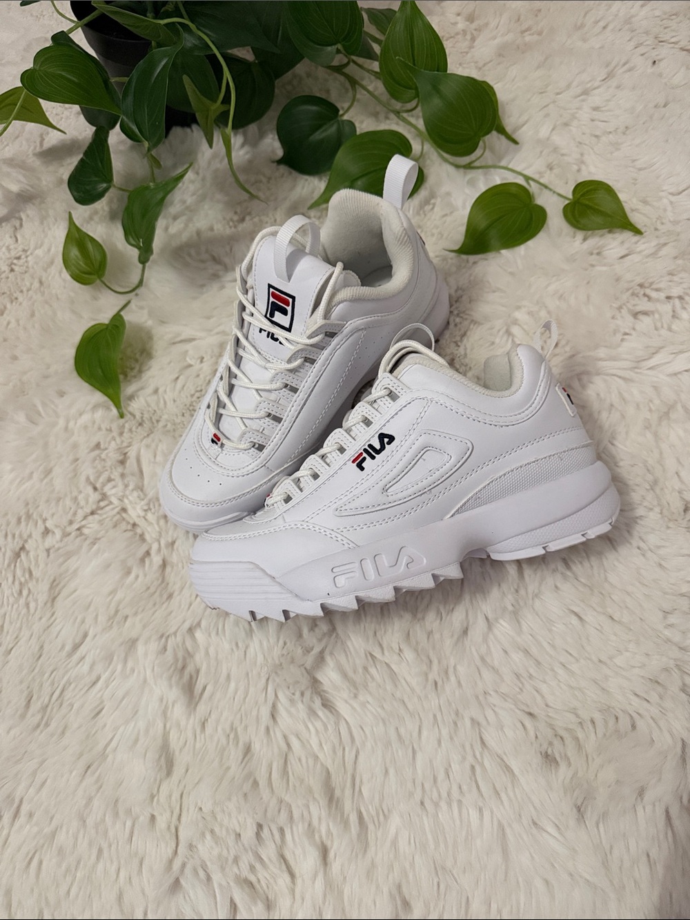 FILA White Platform Disruptor-Style Women's Sneakers